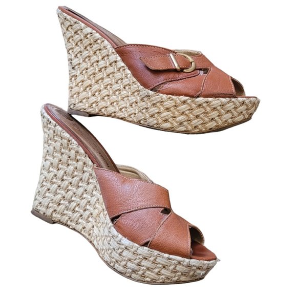 FRANCO BARBIERI - Wedge Platform - Leather and Straw Espadrille - Made in Italy - Picture 1 of 13